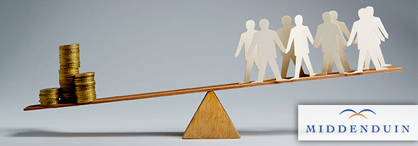 Men balanced on seesaw over a stack of coins - Credit Union Men balanced on seesaw over a stack of coins - Credit Union